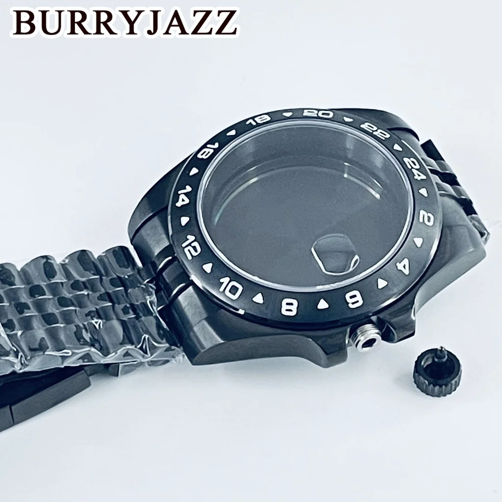 BURRYJAZZ 40 مللي متر 24 ساعة GMT الصلب الحافة صالح NH34 NH35 NH36 NH38 ETA2824 حركة الياقوت كريستال اكسبلورر الساعات ساعة