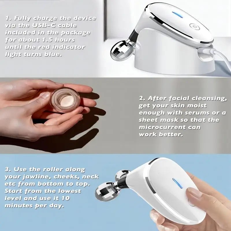 Microcurrent Facial Device 5 in 1 Microcurrent Multifunctional Facial Massager EMS Face Roller Face Massager for Skin Care