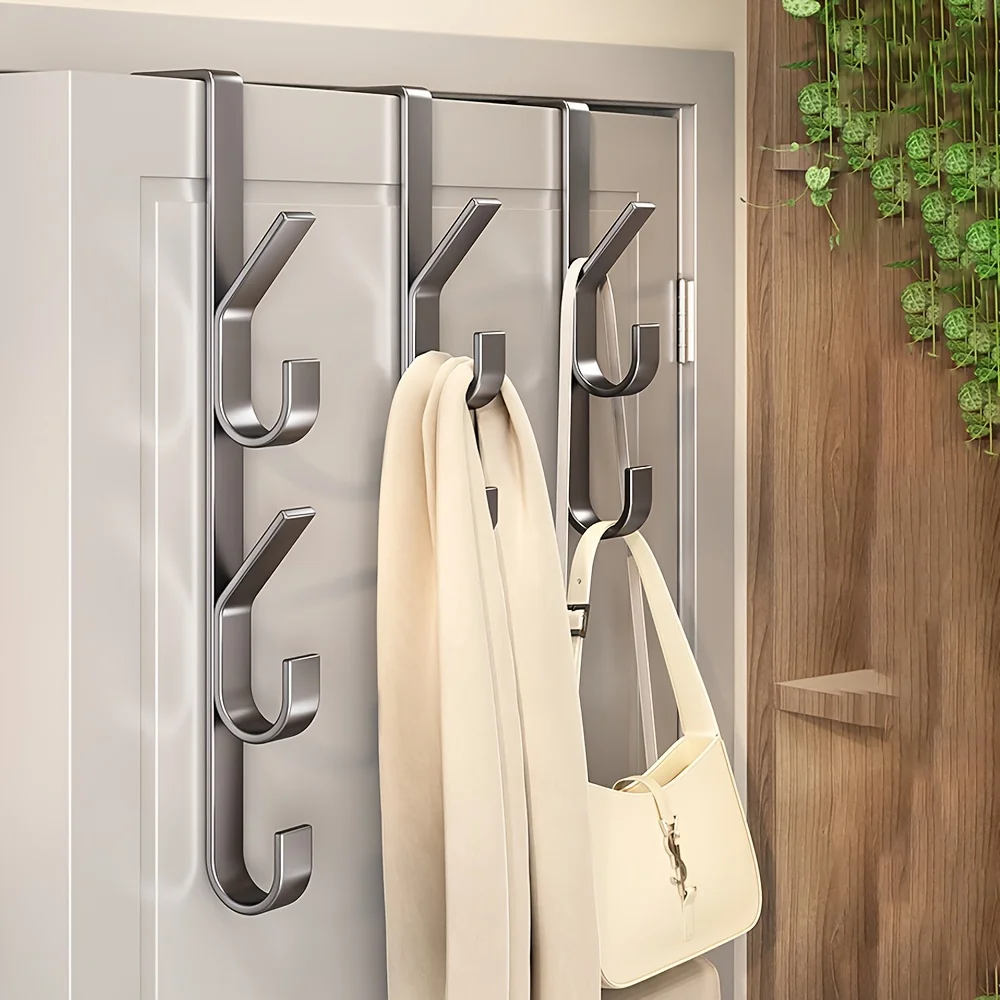 

1PCS Over Door Hooks Carbon Steel Sturdy Over The Door Hooks Multifunctional Clothes Space Saving Vertical Design Storage Hook