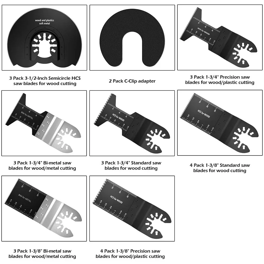 25pcs Oscillating Blade Sharp Wear Resistant Multitool Blade Quick Release Oscillating Saw Blades for Cutting Wood Plastic Metal
