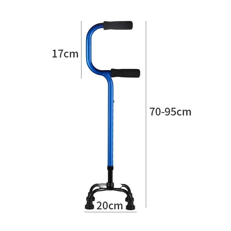 Double Curved Handrails Design Four-legged Crutches for Adults , Non-slip Four-corner Walking Stick,Get Up Walkers for Elderly images - 6