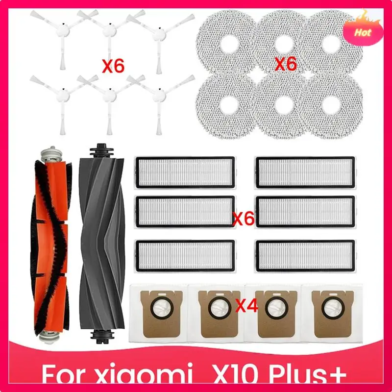 AD-Voor Xiaomi X10 Plus + Robot Stofzuiger Belangrijkste Zijborstel Hepa Filter Mop Pads Stofzakken Accessoires Kits