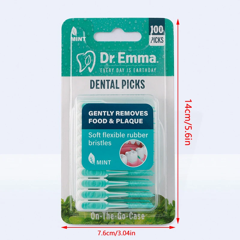 100Pcs Threaded Interdental Silicone Brushes Oral Cleaning Toothpicks