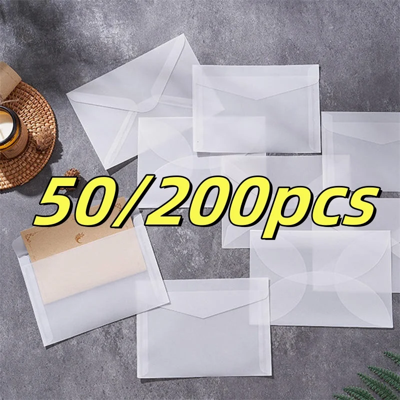 50/200pcs Blank Translucent Envelope for Invitations Postcards European Giftbox Message Card Envelopes Wedding Business Letters