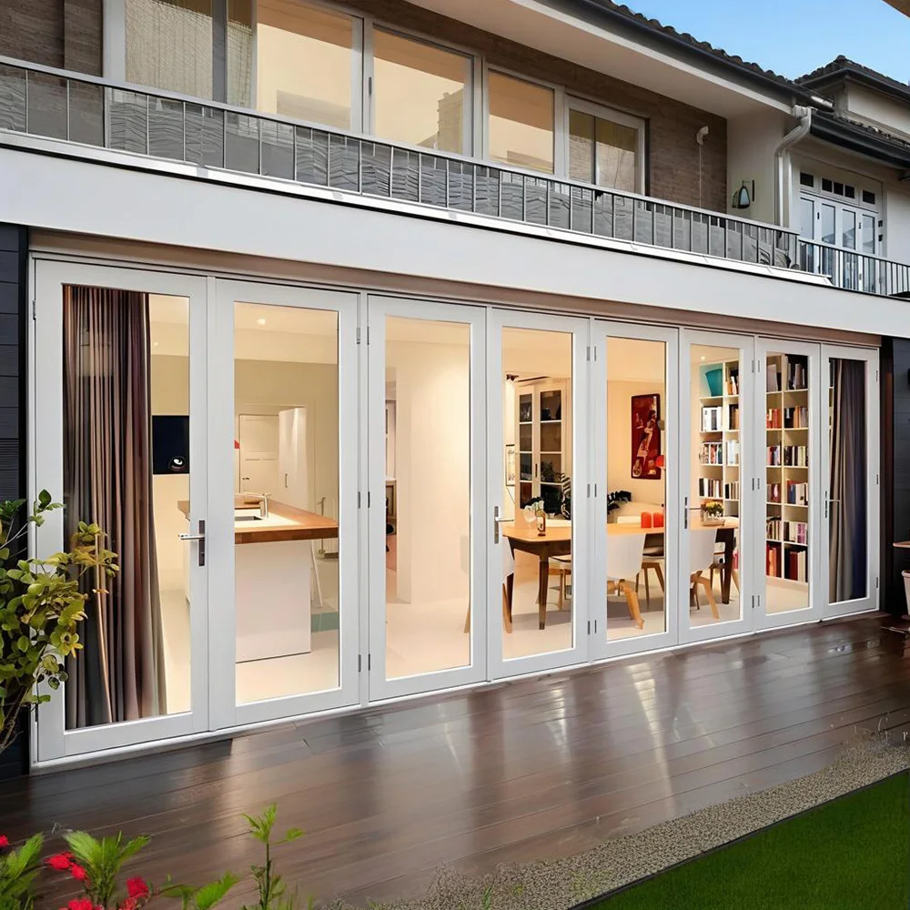 Folding Door Sliding Accordion Bi Fold Door Custom Tempered Double-glazed Thermal Break Aluminum Profile Alloy Frame Home Decor
