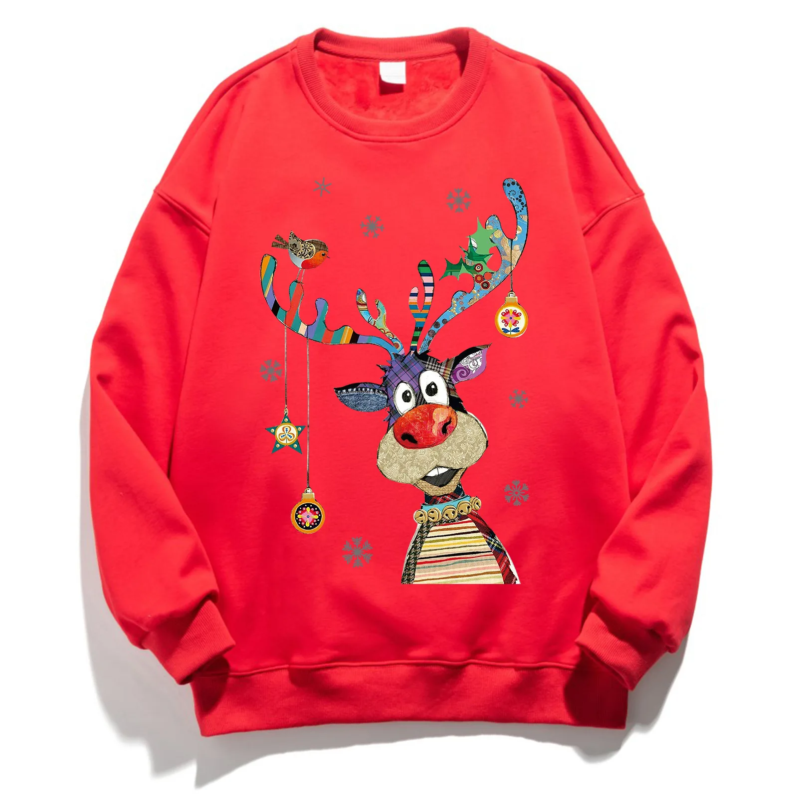 Christmas Hoodie Christmas Jumper Christmas Moose Print Fleece Hoodie Sweatshirts  Sweatshirt  Streetwear Women