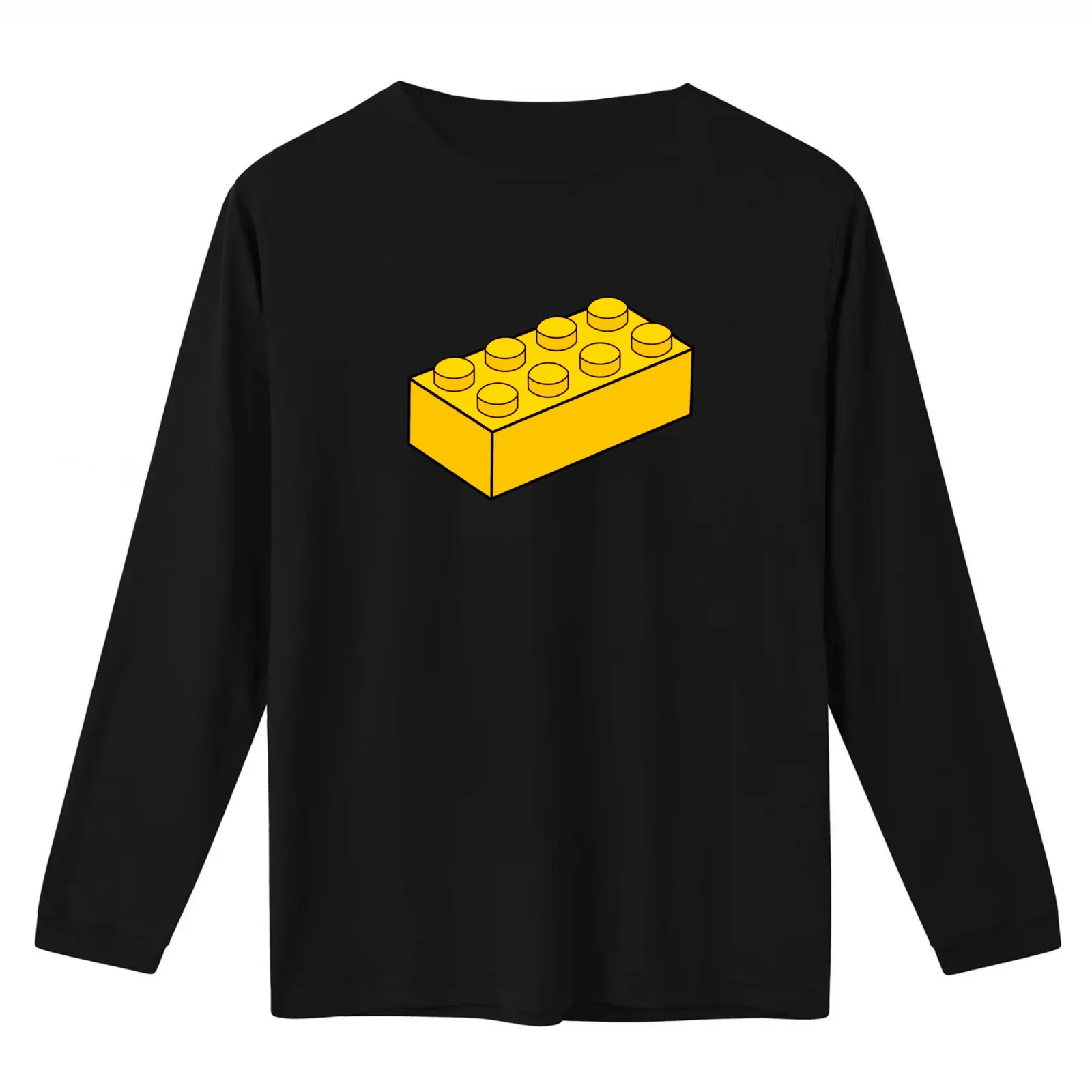 Yellow toy brick build T-Shirt Summer Casual Cotton Tee Oversized Streetwear Tops Vintage Graphic Print Unisex Men Women