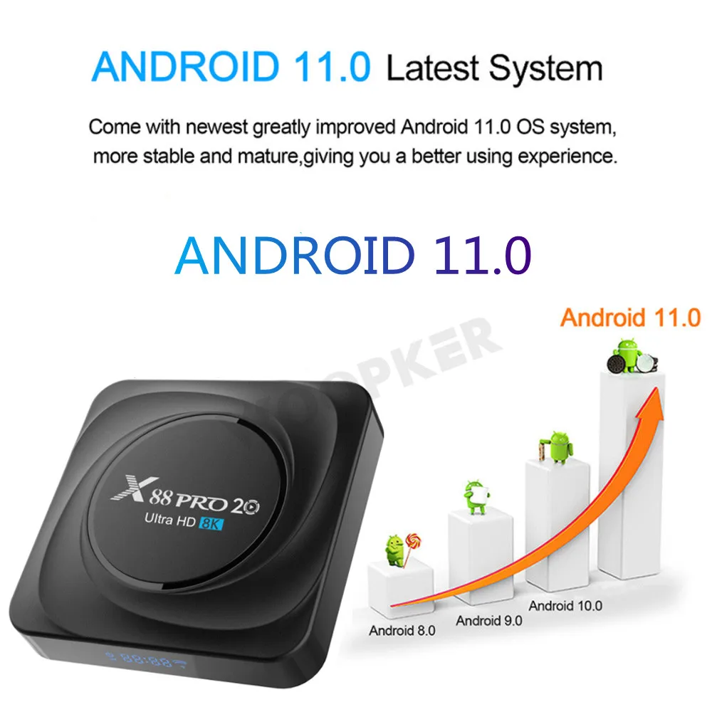 X88 Pro 20 TV Box Android 11 Rockchip RK3566 8GB RAM 128GB ROM Smart TV Box 8K 2,4G 5,8G WIFI Google Voice Control Set Top Box