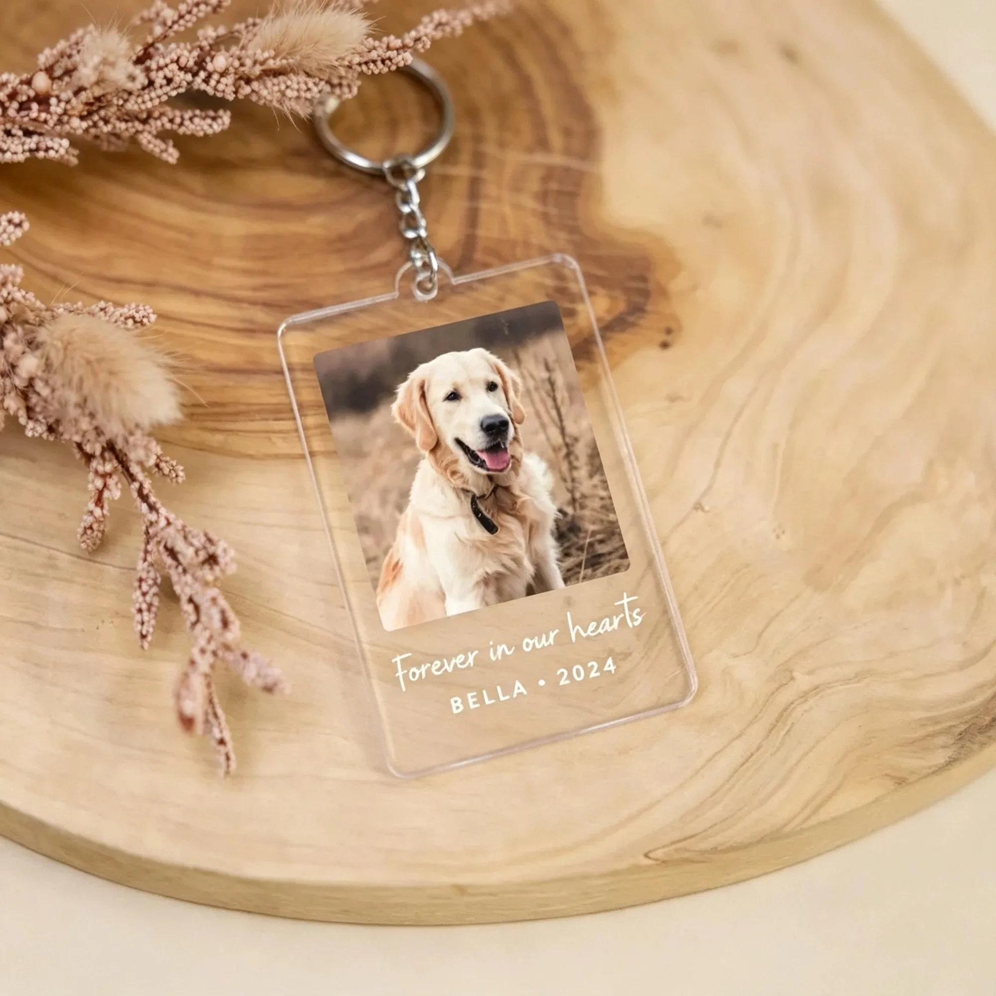 Custom Photo Acrylic Keychain, Personalized Text Key Ring