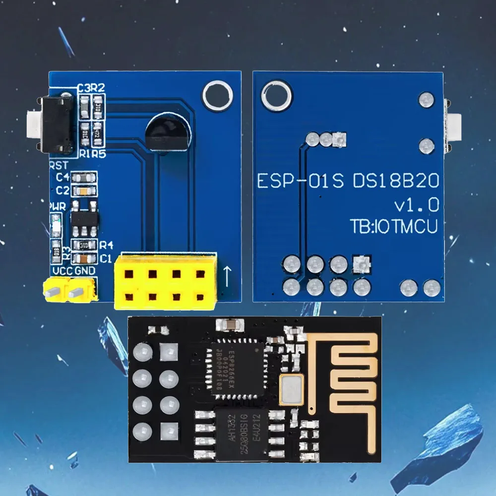 Smart Home DIY Kit for ESP8266 WiFi NodeMCU – Comes with ESP-01, ESP-01S & DS18B20 Temperature Sensor