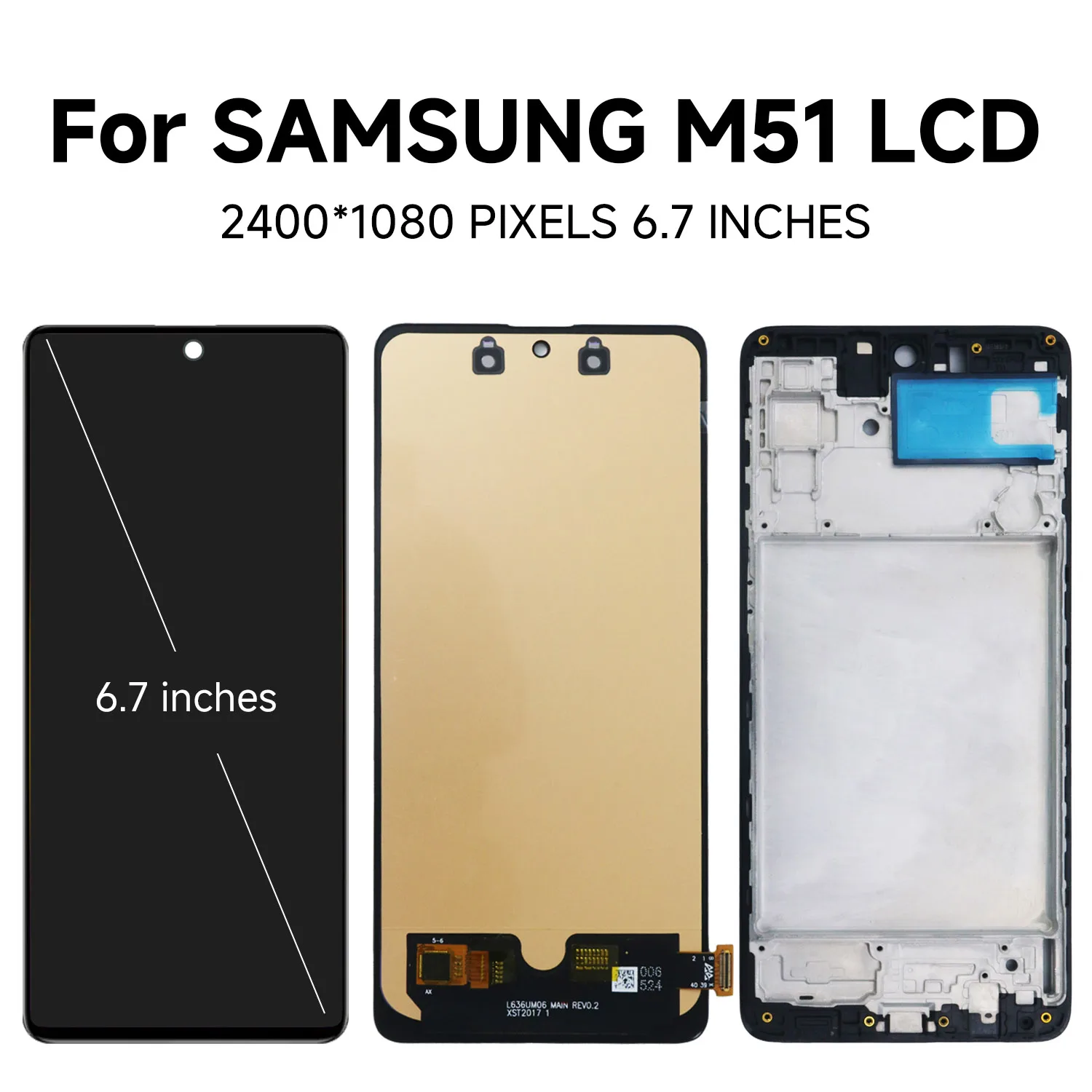 M51 For Samsung 6.7\'\'For AMOLED M515 M515F M515F/DSN LCD Display Touch Screen Digitizer Assembly Replacement