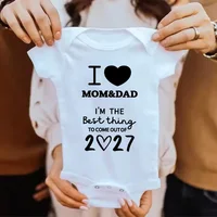 I Love Mom&dad I'm The Best Thing 2027 Newborn Baby Bodysuits Casual Short Sleeve Infant Rompers Baby Boys Girls Onesies