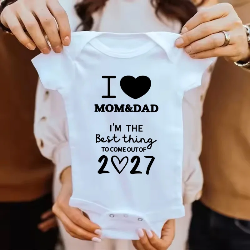 I Love Mom&dad I'm The Best Thing 2027 Newborn Baby Bodysuits Casual Short Sleeve Infant Rompers Baby Boys Girls Onesies