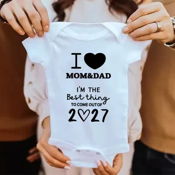 I Love Mom&dad I'm The Best Thing 2027 Newborn Baby Bodysuits Casual Short Sleeve Infant Rompers Baby Boys Girls Onesies