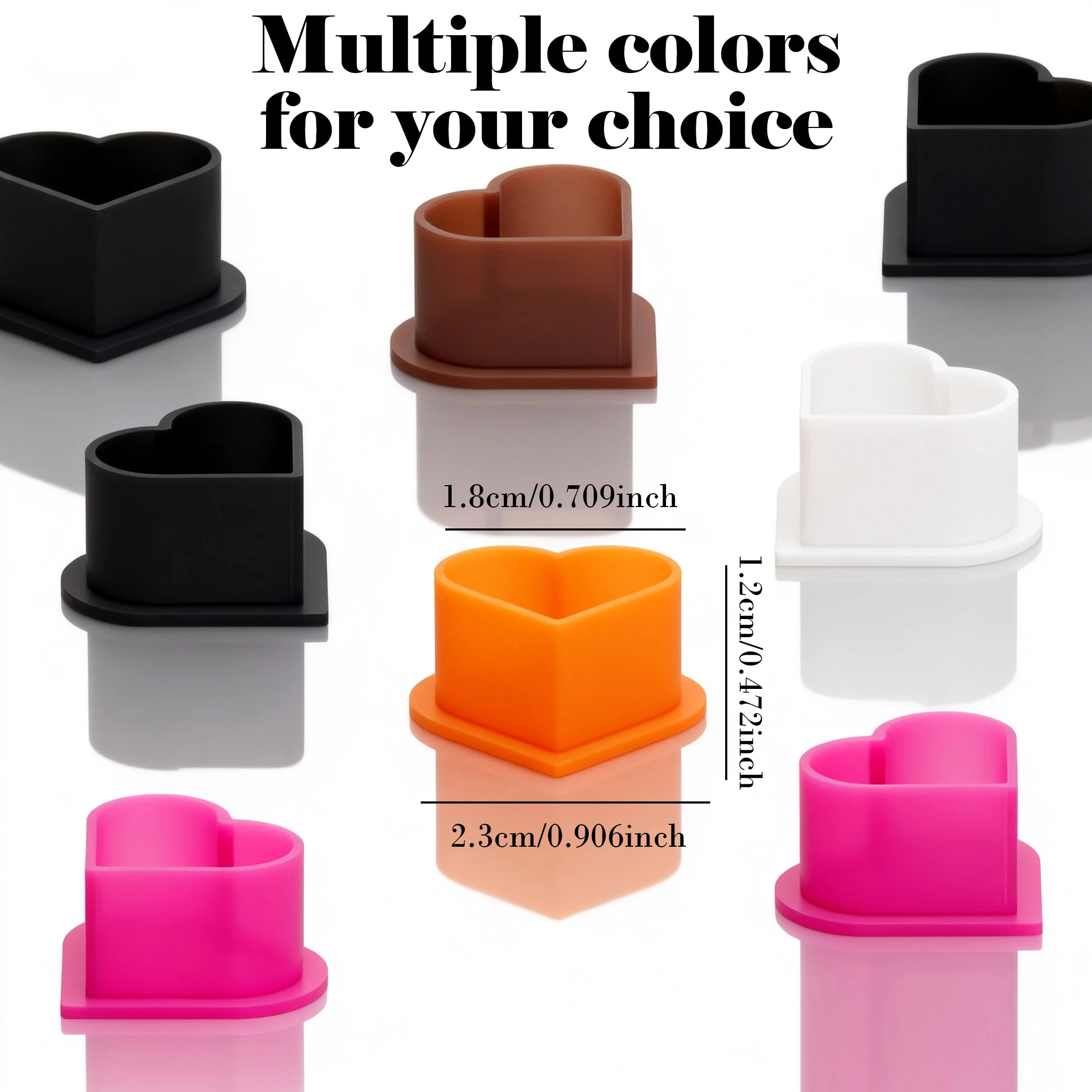 200 قطعة المتاح القلب سيليكون الوشم الحبر الكؤوس مع قاعدة حامل شكل غطاء البلاستيك تجميل دائم الوشم الصباغ حامل كوب #2