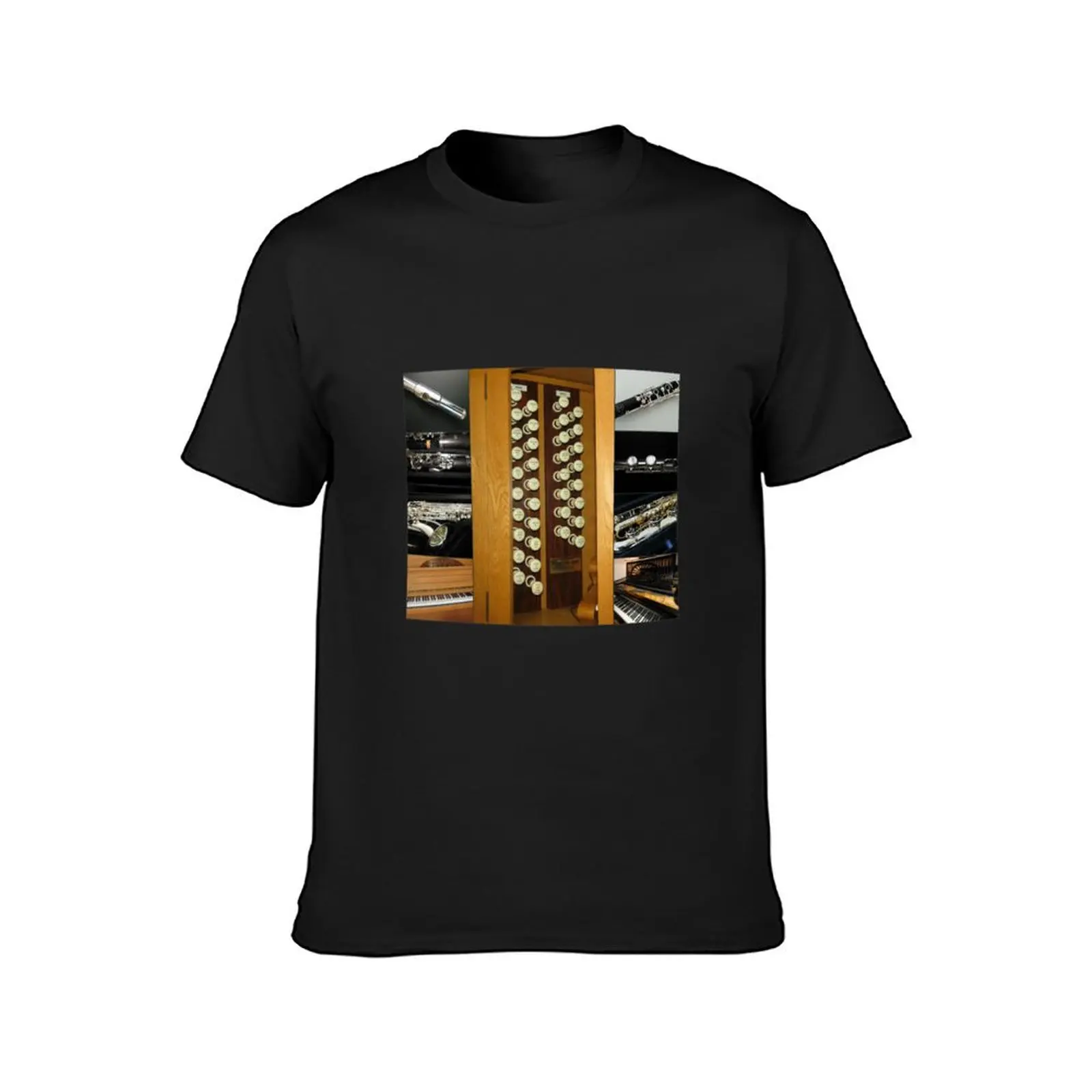 Keyboard and Woodwind Music Collage T-shirt blanks oversized new edition korean fashion mens white t shirts