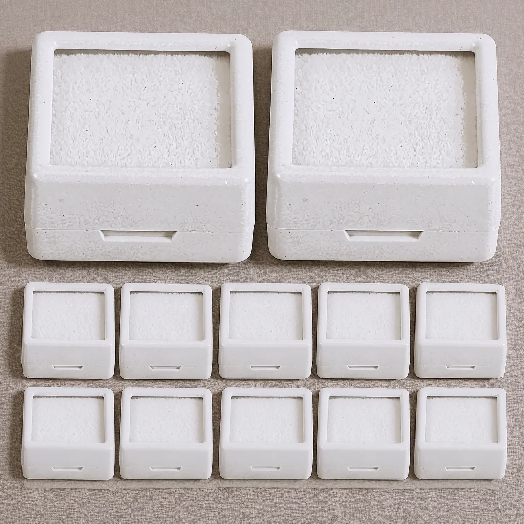 12Pcs Jewelry Organizer Box Transparent Gemstone Display Boxes Acrylic Top Lid Holder for Gems Diamonds Crystals Accessories