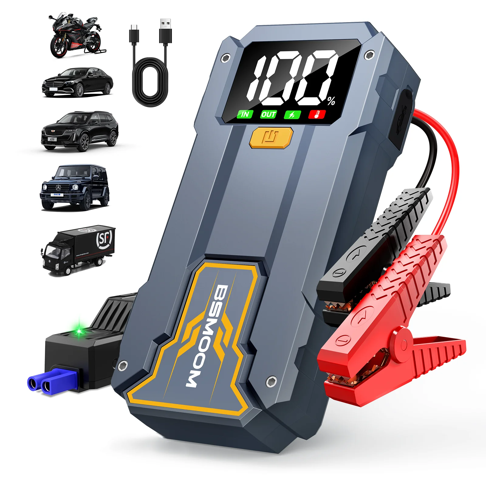 

BSMOOM Jump Starter, 5000A/7000A Portable Jump Box - Car Jump Starter Battery Pack, 12V Battery Jump Starter with Carry Case