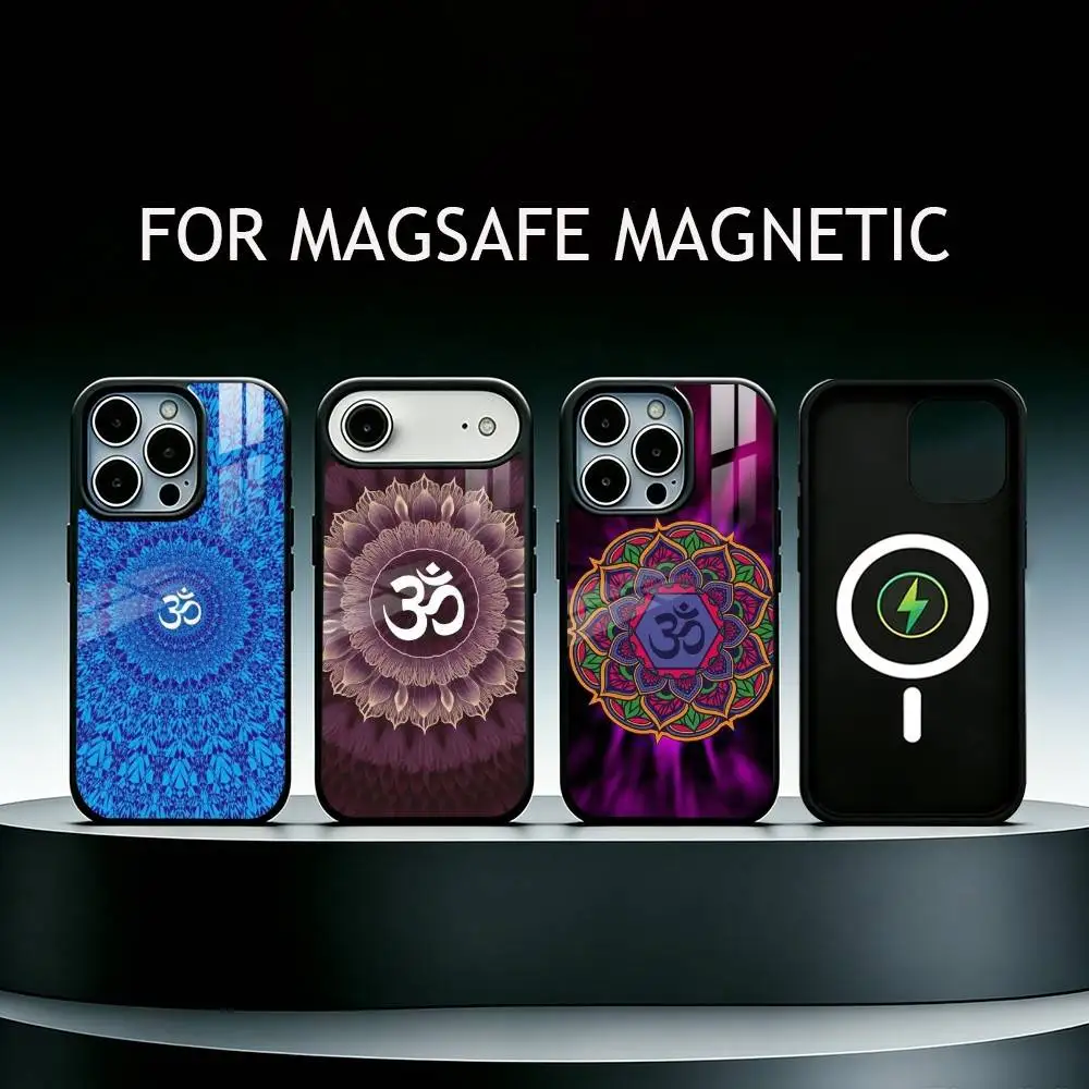 

Y-Yoga Aum Om Mandala Elegant Phone Case For iPhone17,16,15,14,13,12,11 Plus,Pro Supports Magnetic Wireless Charging