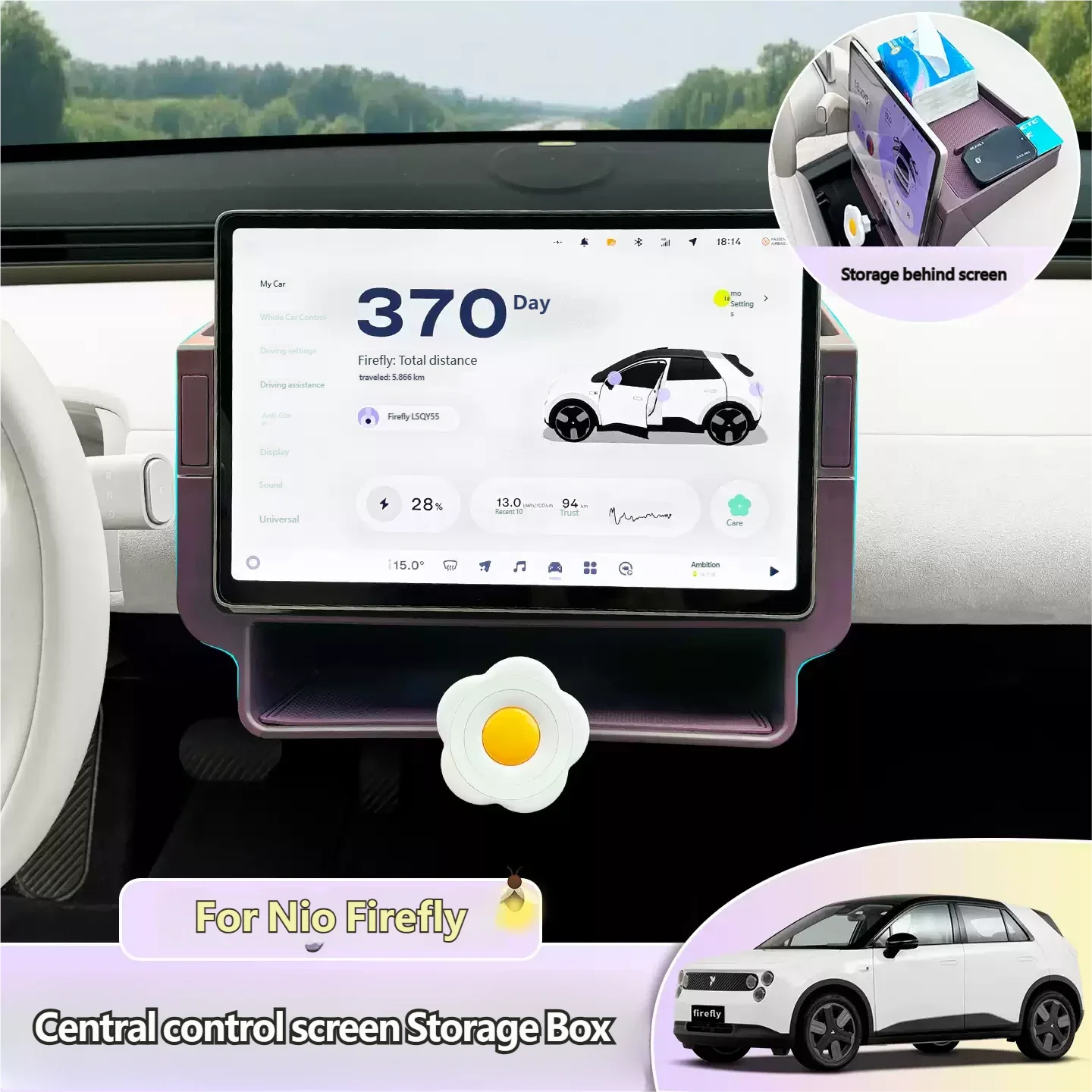 For Nio Firefly Car Storage Box Hidden Storage Auto Organizer Case Tray Under The Central Control Screen Auto Accessories