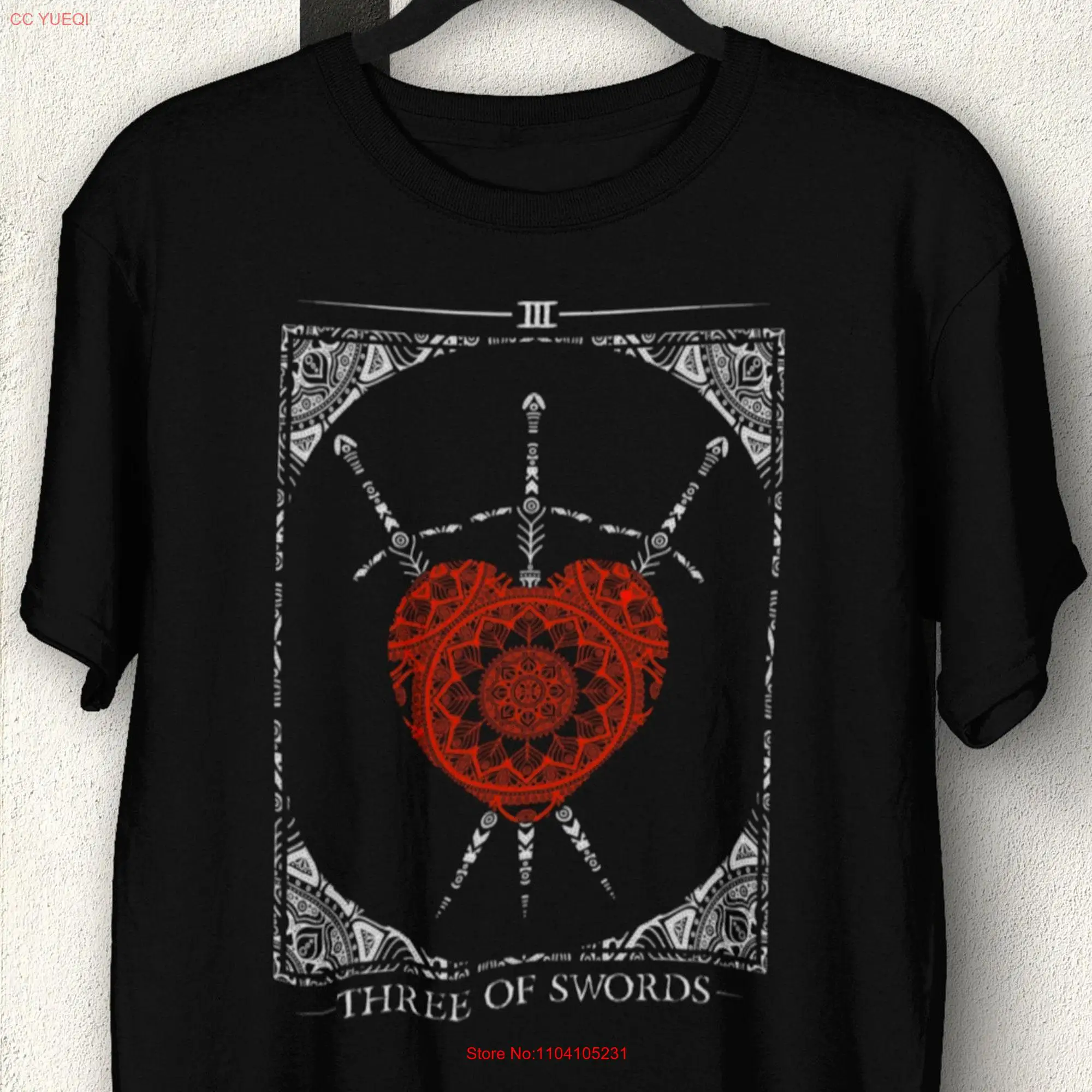 TaroT T Shirt 3 Of Swords Card s Fortune Teller Witchcraft Gothic  long or short sleeves