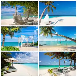 Summer Holiday Beach Cot Photography Backdrop Tropical Sea Swing Decoration Folding Beds Photo Studio Photocall Background Props