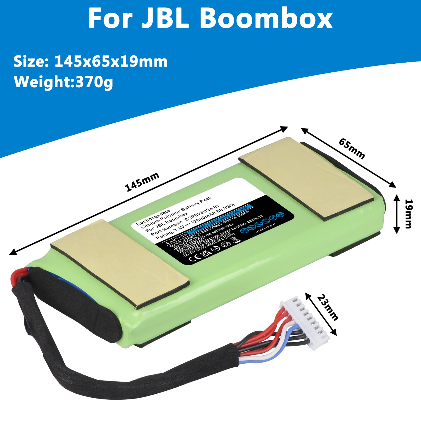 

7.4V 12000mAh GSP0931134 01 Speaker Battery for JBL Boombox, JEM3316,JEM3317,JEM3318