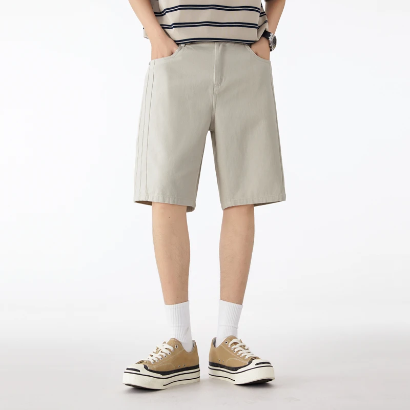 

Washed Pure Cotton Daily Commute Shorts Men's Summer Fashion Vintage Loose Casual Elastic Waist Short Pants Shorts