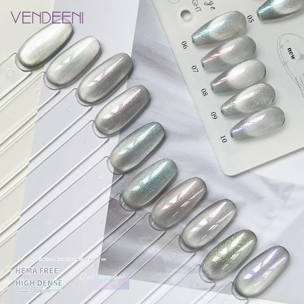 Vendeeni 10 kleuren/set ijs transparant Cat Eye gel nagellak UV LED grijs zilver kristal manicure nagellak met kleurenkaart