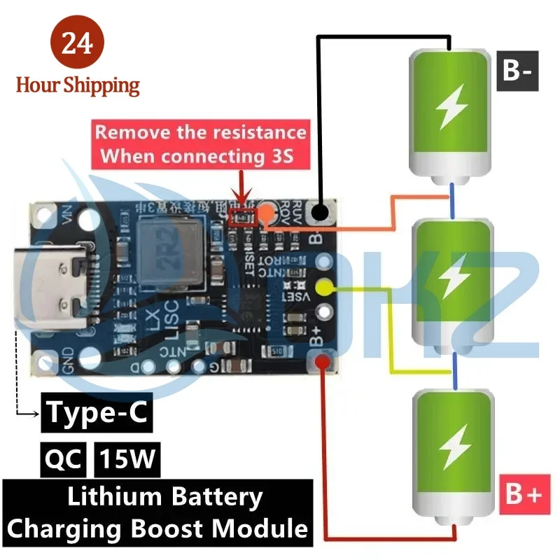 Módulo de carga de batería de litio, 10 piezas, USB 2/3S, BMS, 15W, 8,4 V, 12,6 V, 1.5A, soporte equilibrado, carga rápida con indicador