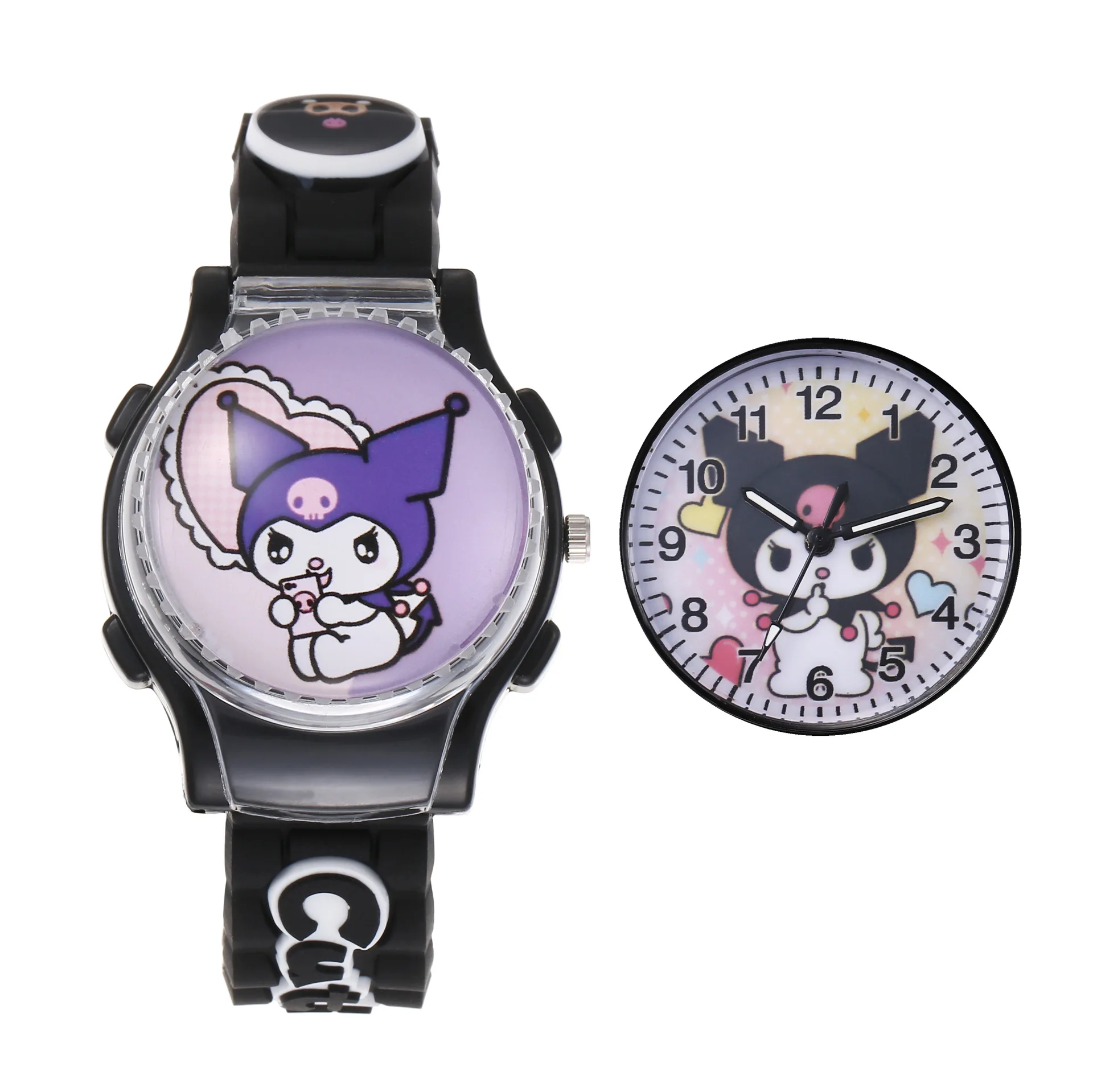 Sanrio Anime Pattern Child Wrist Watch Cinnamoro Waterproof Quartz Watch Kuromi Cartoon My Melody Silica Gel Watchband Kids Gift