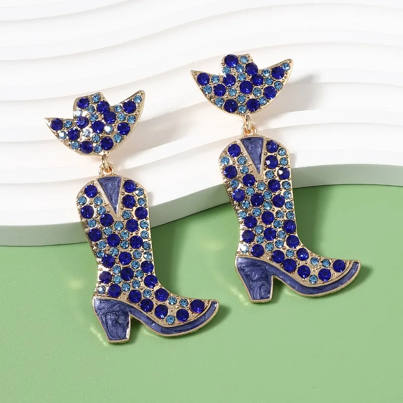 

Модные новые джинсовые ботинки в западном стиле с цветными стразами и креативным дизайном в виде капель