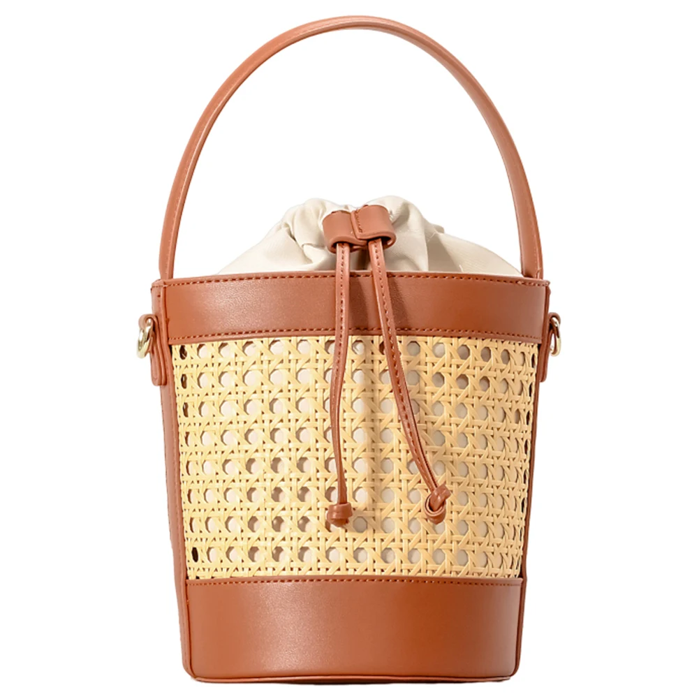 Rotan Tas Pu Lederen Stro Strandtas Trendy Crossbody Tas Zomer Holle Schoudertas Vakantie Reishandtas Voor Dames