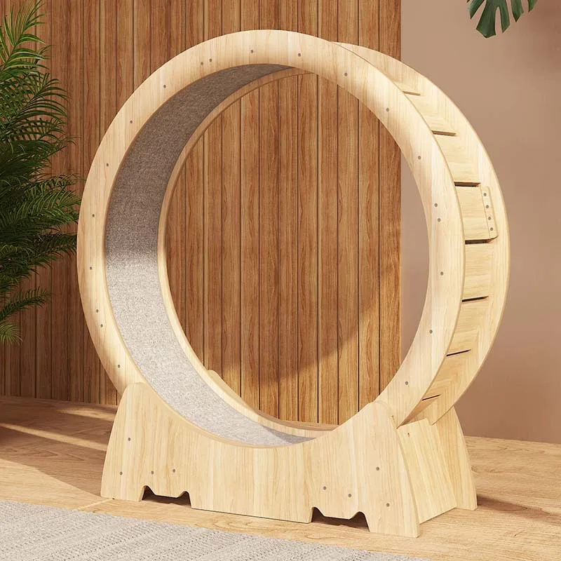 Interactive Anti-depression Fiber board Wooden Pet Cat Tread Exercise Wheel Cat Fun Running Treadmill