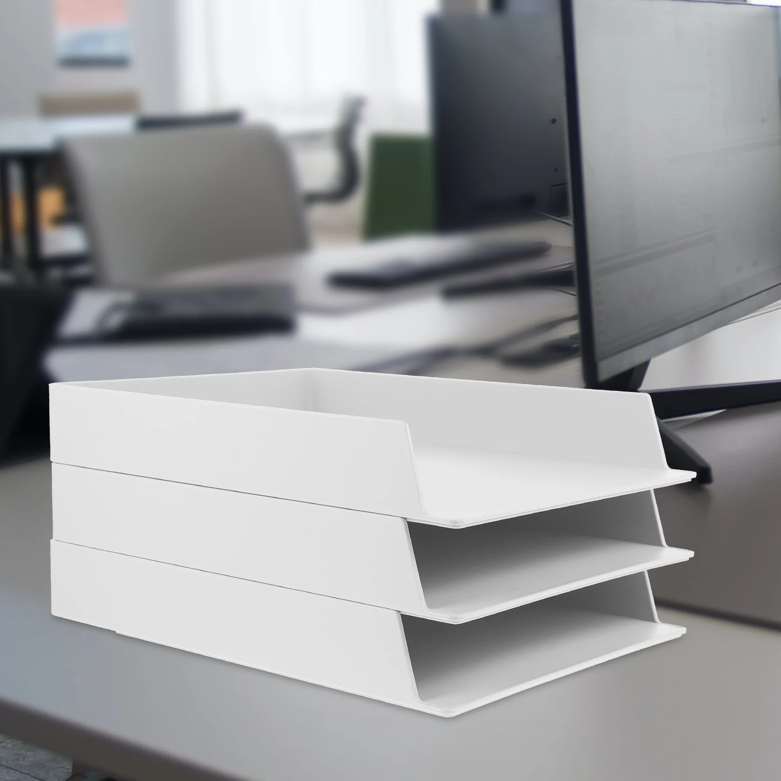 

3Pcs Office File Shelves ABS Material Large Size Stationery Containers Desktop Organizer Multifunctional Design Reasonable Price