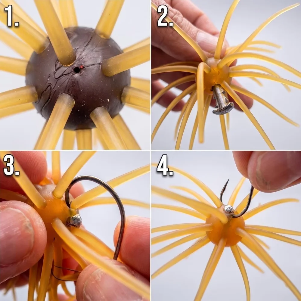 5pcs Sea Urchin Bait Weights with Anti-Slip Locking Pins Anchor Shaped Sea Urchin Soft Plastic Sinker for Pack Bait Rig Silver