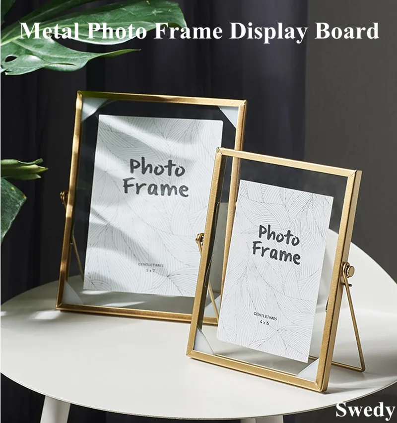6 Inch 102x152mm Metal Photo Picture Frame Wedding Table Menu Card Paper Holder Tabletop Glass Sign Holder Display Stand
