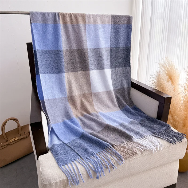 

Luxury Plaid Scarf Winter Warm Cashmere Women Long Bandana Pashmina Foulard Female Scarves Tassel Shawl And Wraps 2025 Design