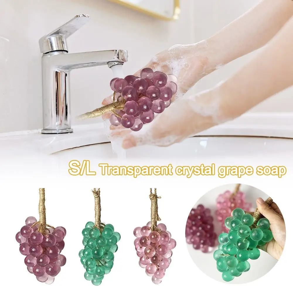 Savon de raisin Transparent en cristal créatif, fait à la main, mousse riche, simulation de plante, peut être coupé, savon nettoyant suspendu pour douche