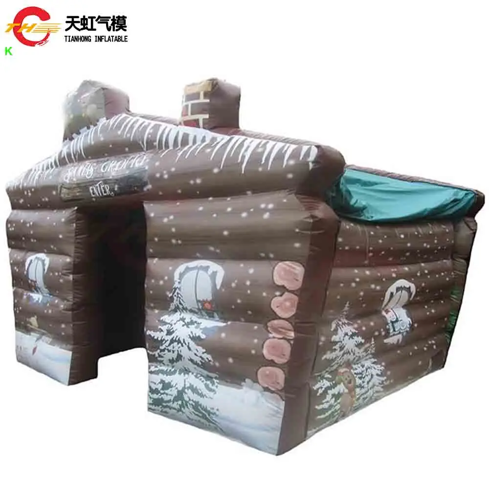

2026 Новый надувной рождественский дом с принтом 4x3 м, надувная палатка Санта-Горта, воздушный надувной замок с компрессором