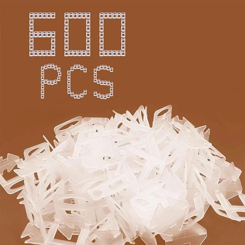 타일 레벨링 시스템 클립, 세라믹 타일 및 석재 설치용 타일 레벨러 스페이서 도구, 1/8 인치 (3mm), 600 개