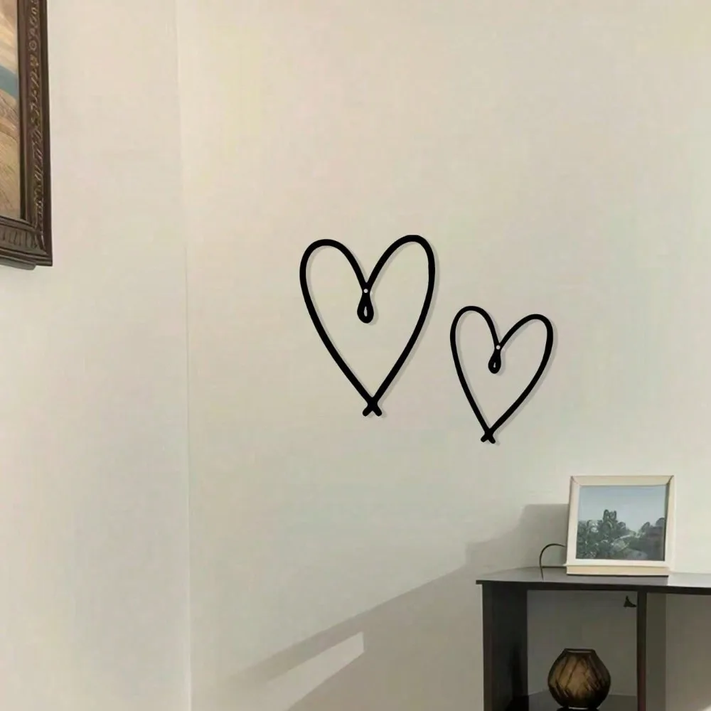 قطعتان/مجموعة فنية جدارية معدنية على شكل قلب مخصص - علامة جمالية أنيقة، هدية مثالية لعيد الحب والعام الجديد للمكتب المنزلي #1