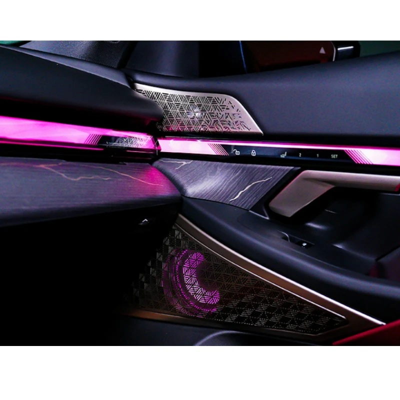 لسيارات BMW 5 Series G60 2024 طقم الإضاءة المحيطة للسيارة 14 مجموعة LED الديناميكية الداخلية لوحة القيادة ملحقات تزيين لوحات الباب