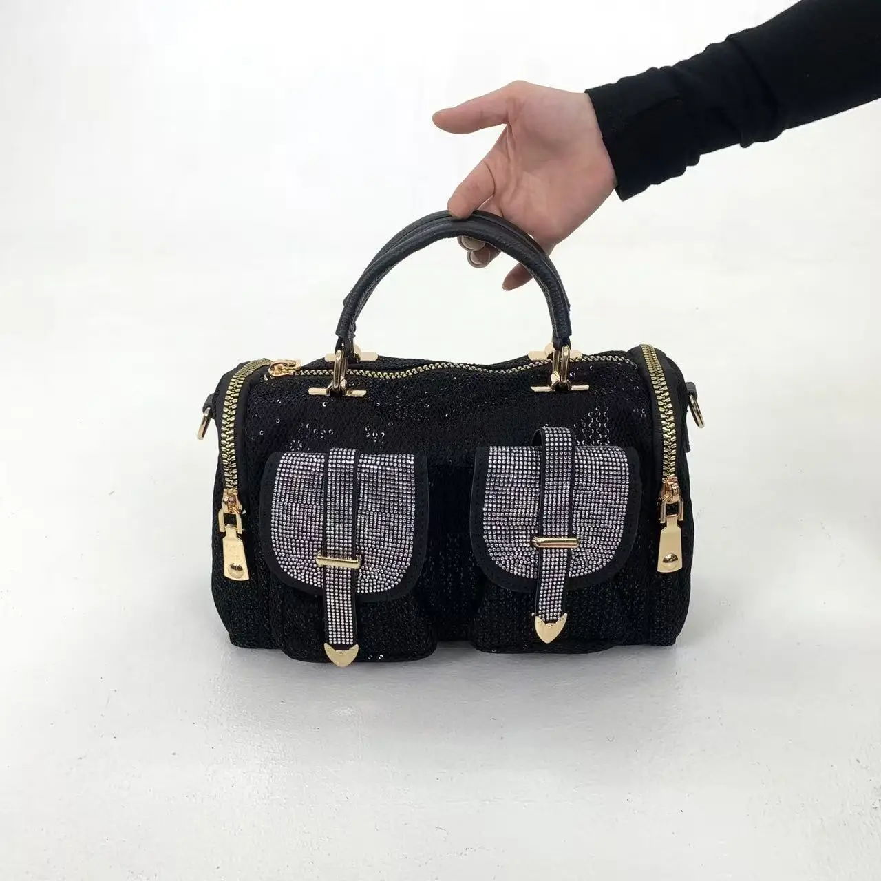 

Women's mesh rainbow colored Paillette rhinestone crossbody bag, women's casual shiny office pocket, portable handbag