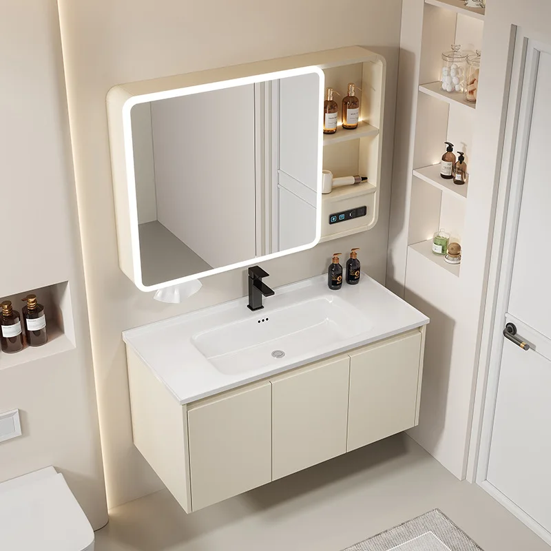 Gabinetes De baño De almacenamiento abiertos con lavabo, gabinetes De baño para Villa, decoración, muebles para el hogar De Hotel, Gabinete De Baño Lsysg
