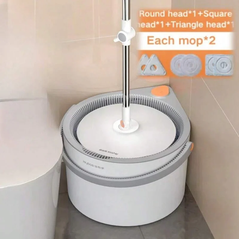1 Set Self-Cleaning Spin Mop With Three Types Mop Heads,  6 Microfibre Replaceable Mop Pads Total