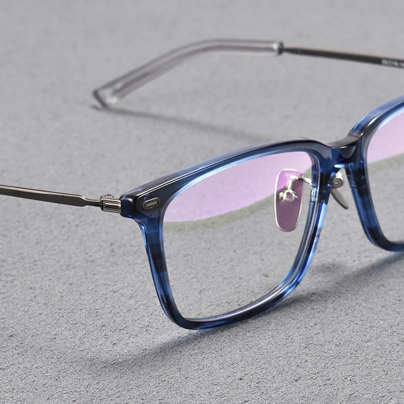 New Product Fashion Acetate Titanium Myopia Eyeglasses Men's Eyewear Anti-Reflection UV Prescription Square Glasses Frame