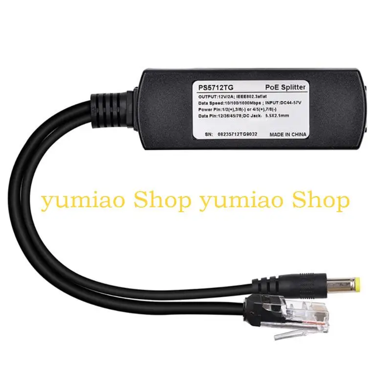 

587B Small 30W POE Splitter DC5.5x2.1mm PoE Separators for Streamlined Networking and Computer Setups Power Distribution