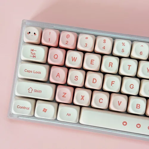 Imagen 2 del producto Teclas de estilo lindo cereza rosa perfil MOA Dye-Sub PBT con teclado numérico juego completo para teclado mecánico 60% 75% TKL 96% 100% diseño
