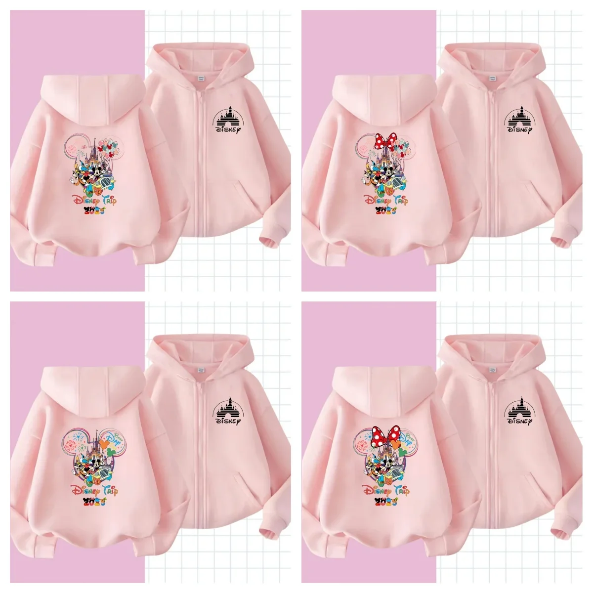 

Disneyland Fashion Trip Vacation Clothes Caricature zipper Hoodie Children Top Cartoons Disney Kawaii 2025 Girl Clothes Boy Kids